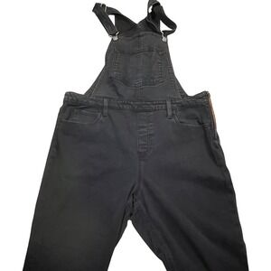 Levis Womens Black Denim Overalls Side Zip Bib Pocket Size 34 Straight Leg